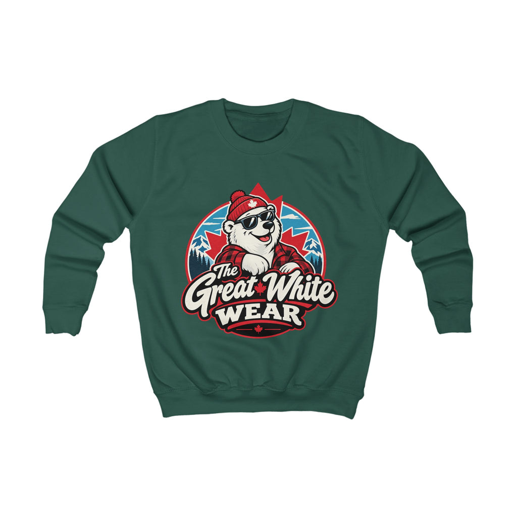 Kids Sweatshirt — 'The Great White Wear' Polar Bear Graphic Pullover
