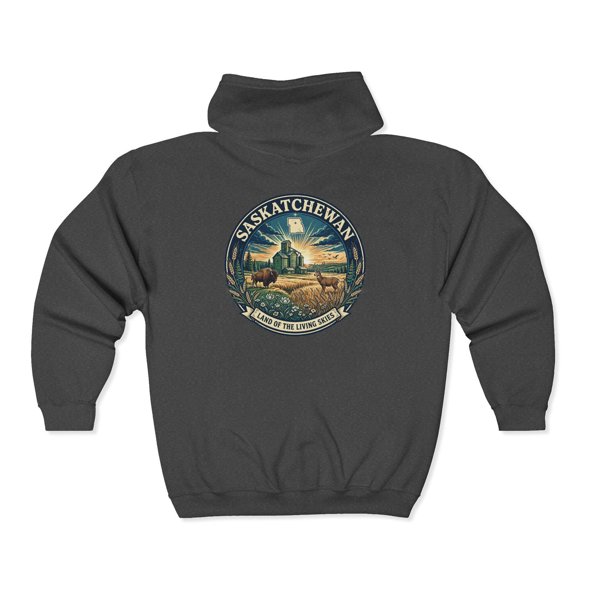 Saskatchewan Vintage Shield Hoodie — Land of the Living Skies