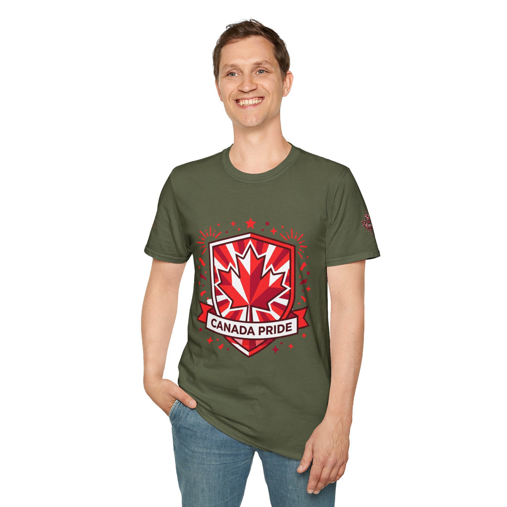 Mens Canada Pride T-Shirt — Red Maple Shield Design