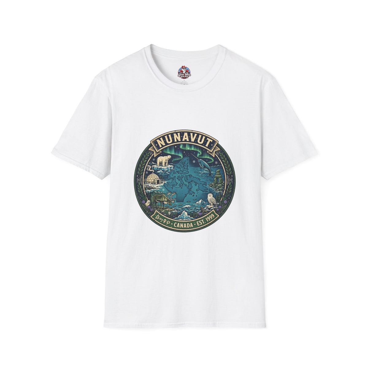 Nunavut Patch T-Shirt — Arctic Wildlife and Map Graphic Tee