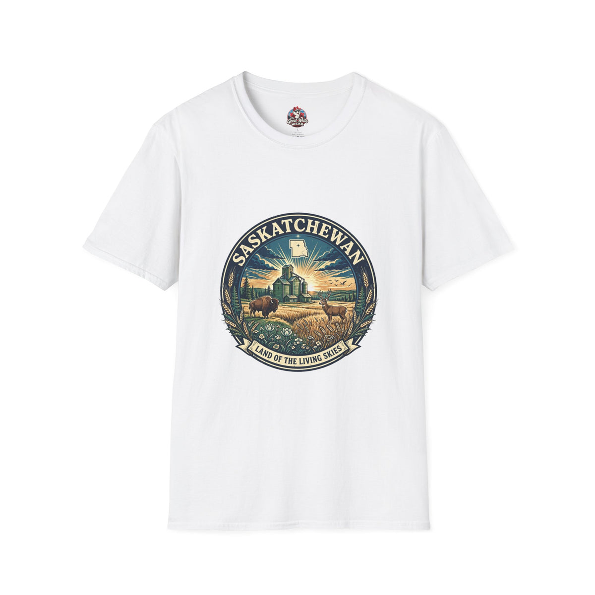 Saskatchewan Vintage Shield T-Shirt — Land of the Living Skies Graphic Tee