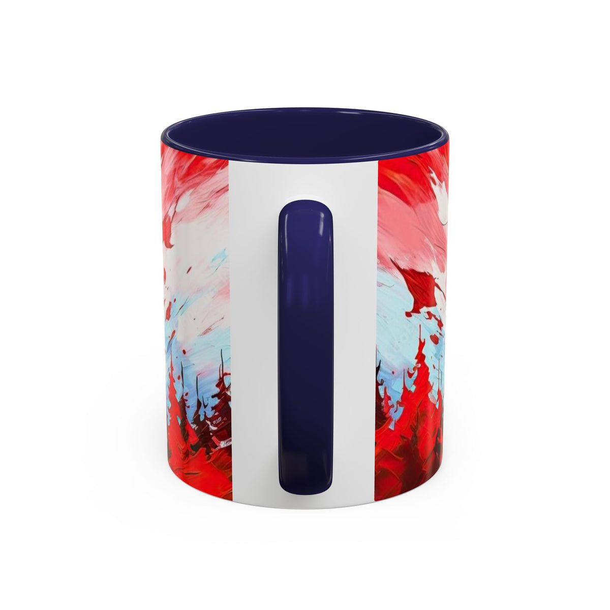 Canadian Maple Leaf Coffee Mug — Red Watercolor Canada Flag Accent Mug (11/15 oz)