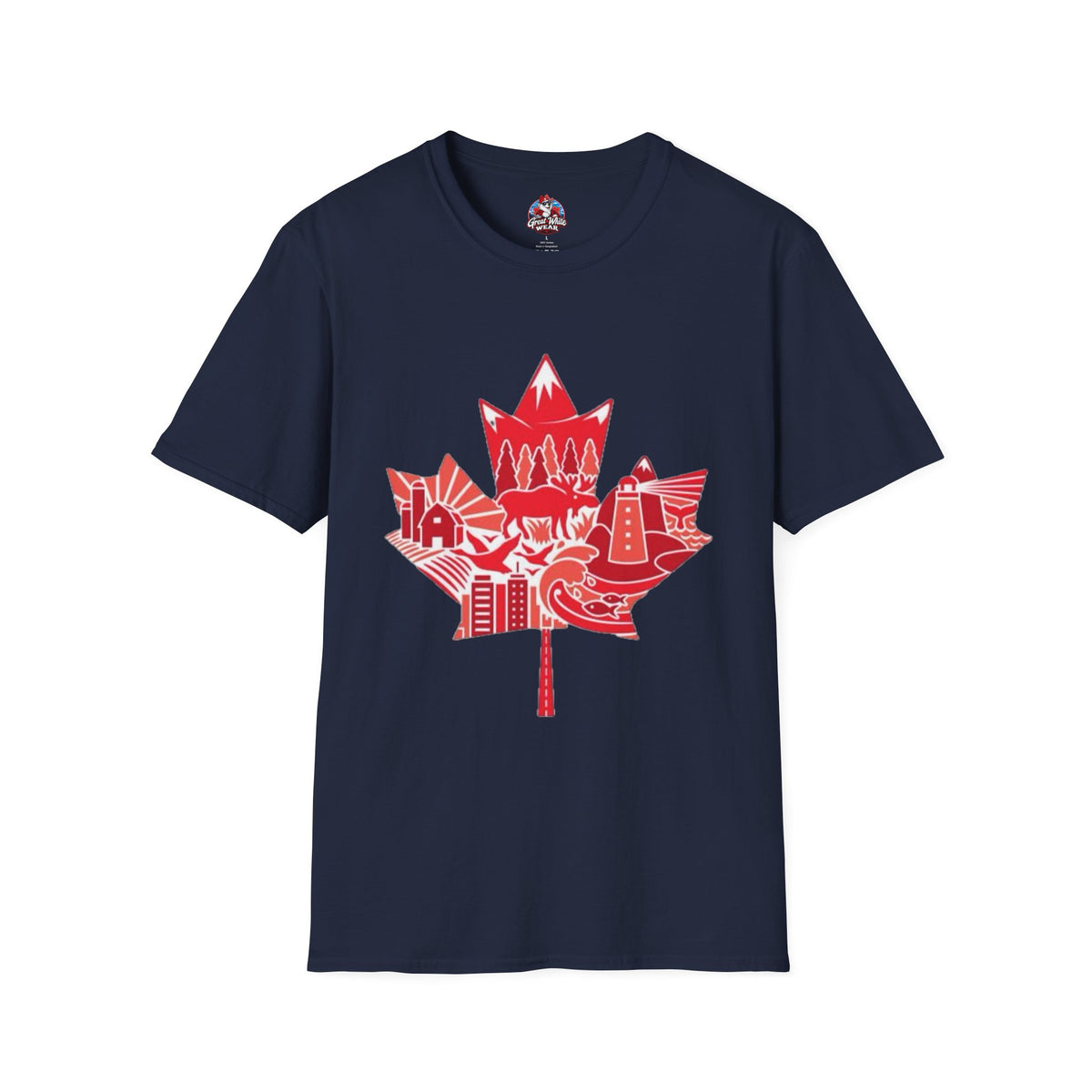 Canada Maple Leaf Skyline T-Shirt — Red Canadian Landmark Graphic Tee