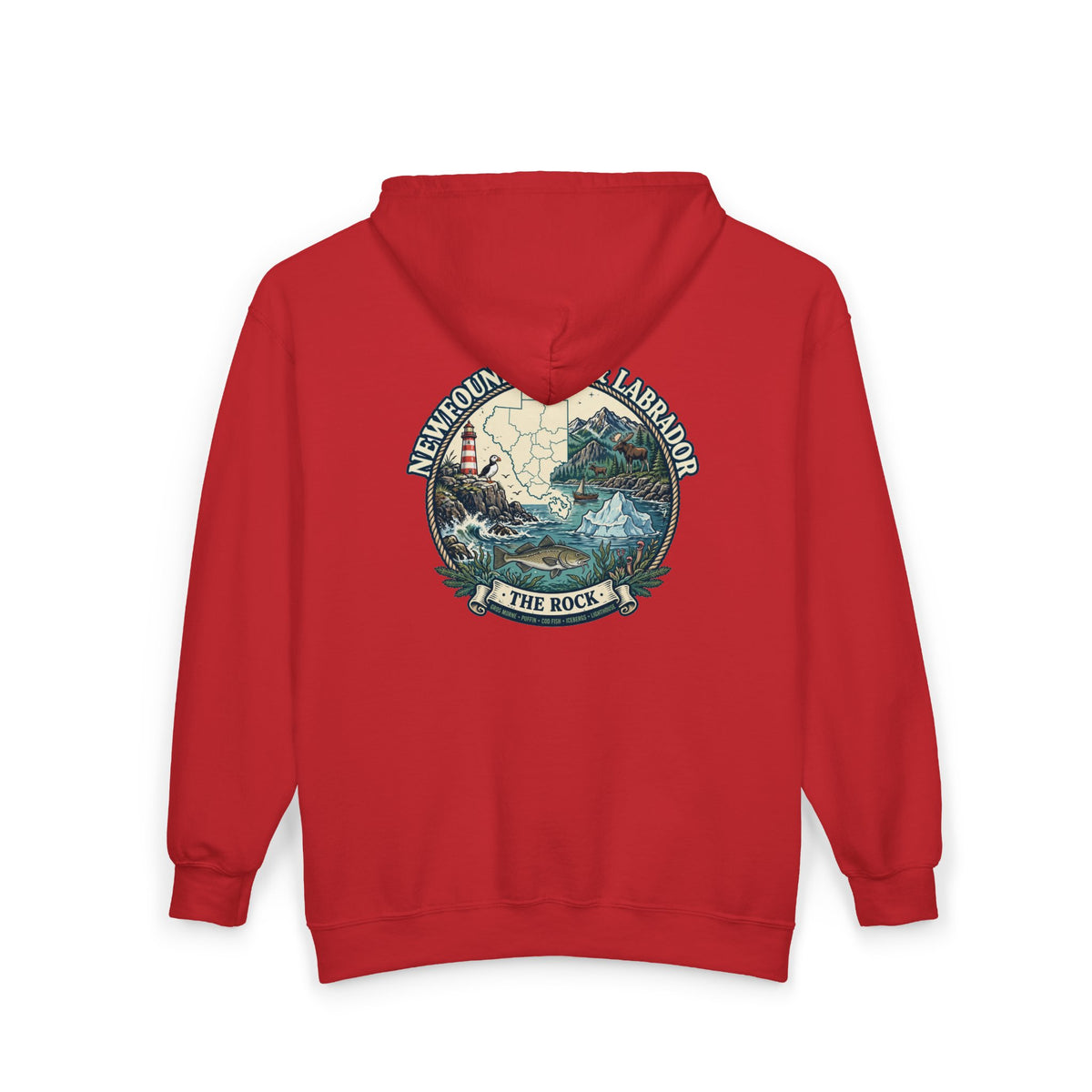 Newfoundland and Labrador 'The Rock' Graphic Hoodie — Coastal Lighthouse Travel Hoodie