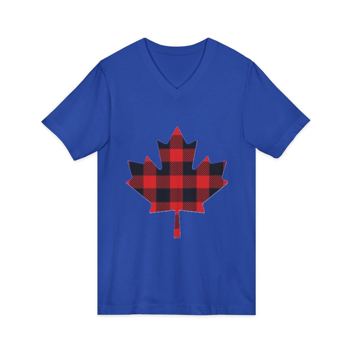 Plaid Maple Leaf V-Neck Tee — Canadian Buffalo Check Canada Day Shirt