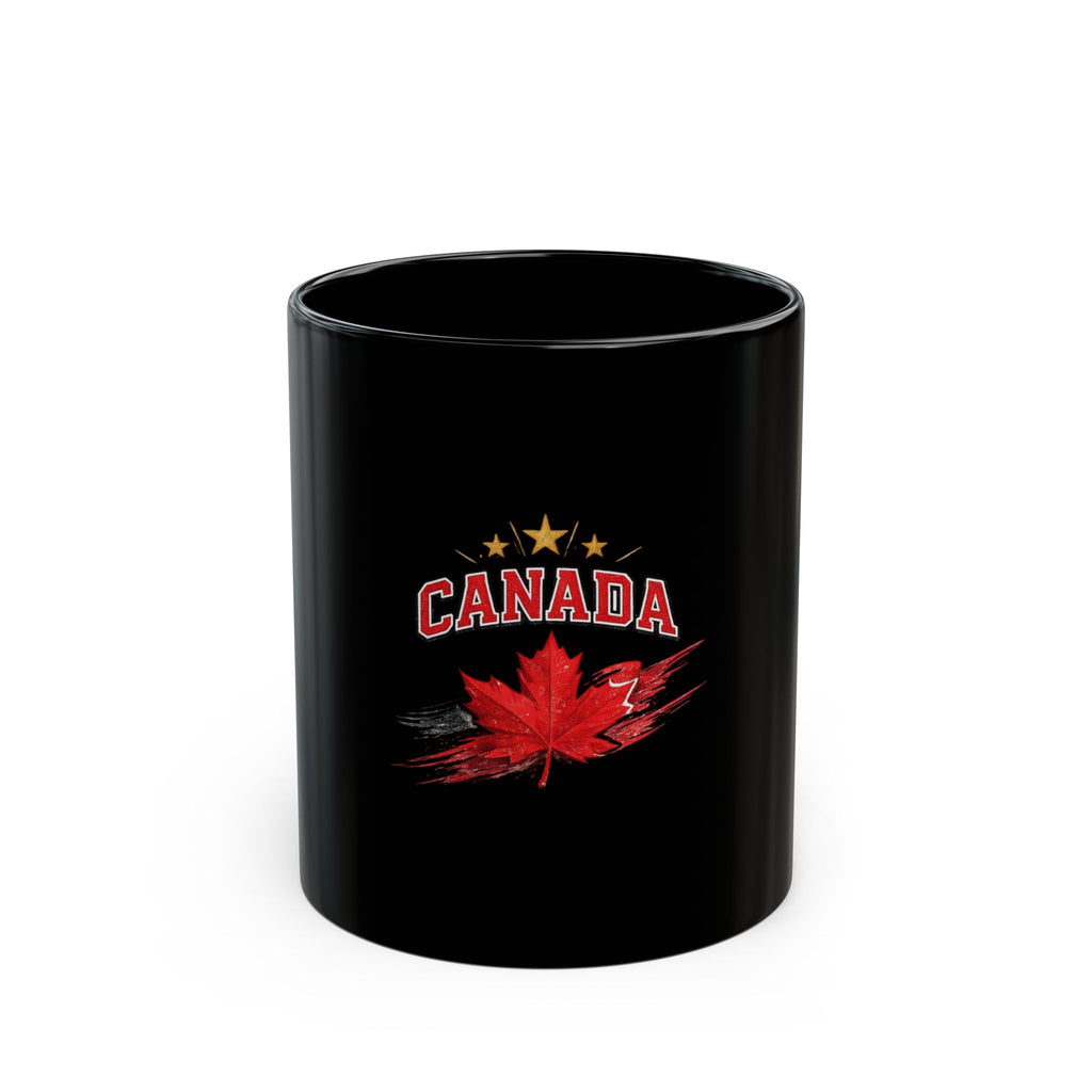 Canada Maple Leaf Black Mug — Vintage Red Leaf Coffee Cup (11oz/15oz)