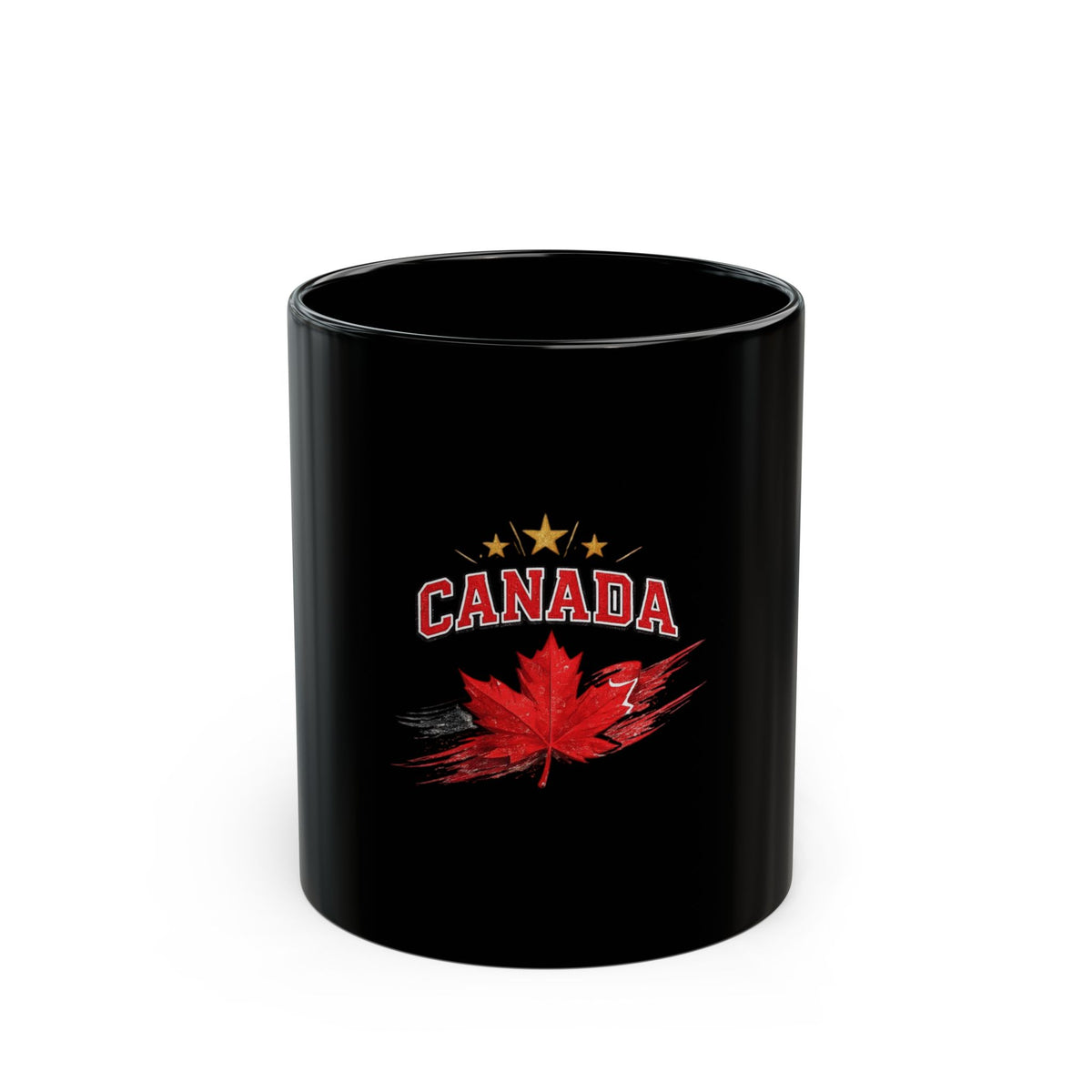 Canada Maple Leaf Black Mug — Vintage Red Leaf Coffee Cup (11oz/15oz)