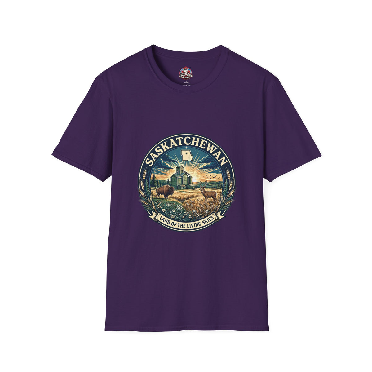 Saskatchewan Vintage Shield T-Shirt — Land of the Living Skies Graphic Tee