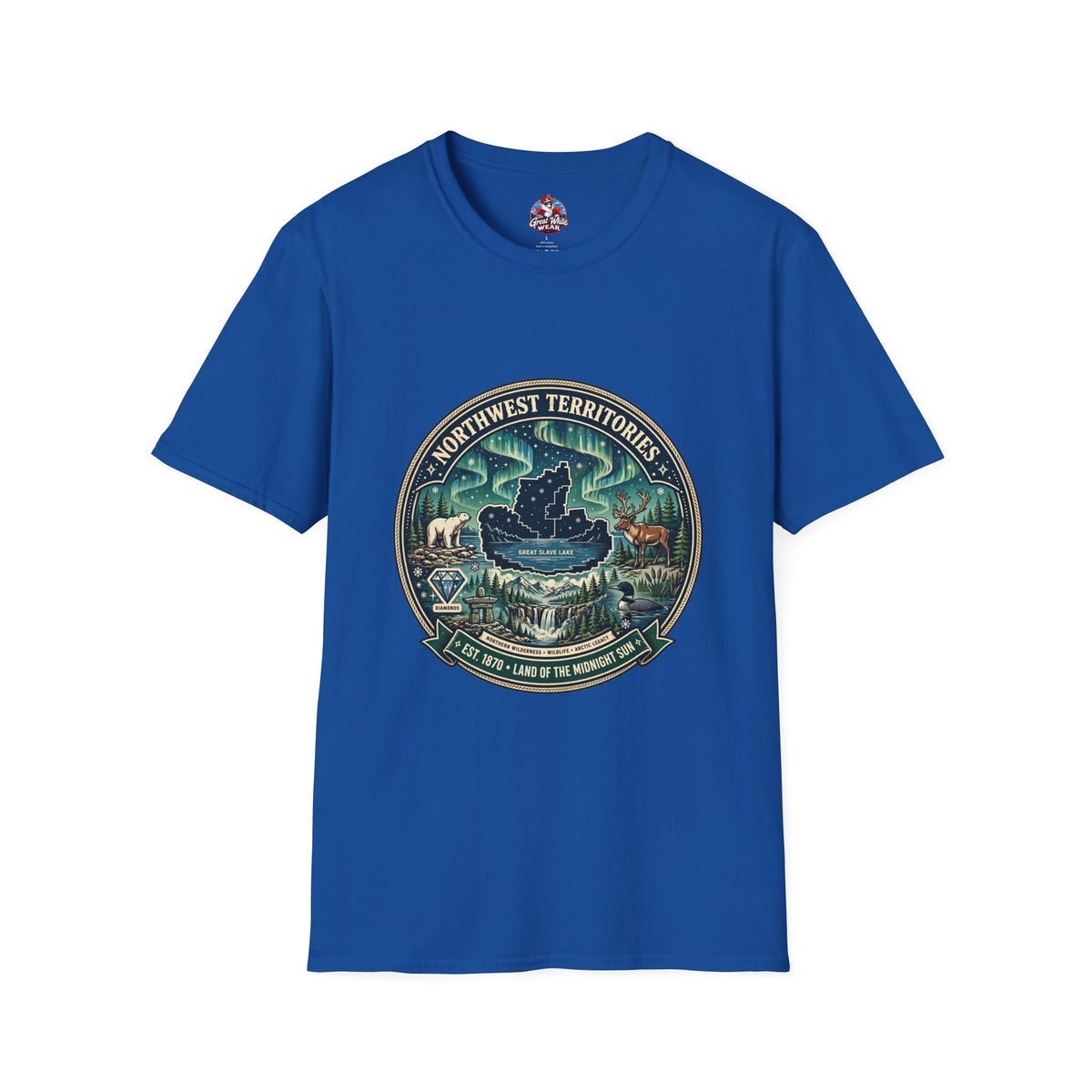 Northwest Territories Scenic T-Shirt — Aurora, Moose and Wilderness Badge