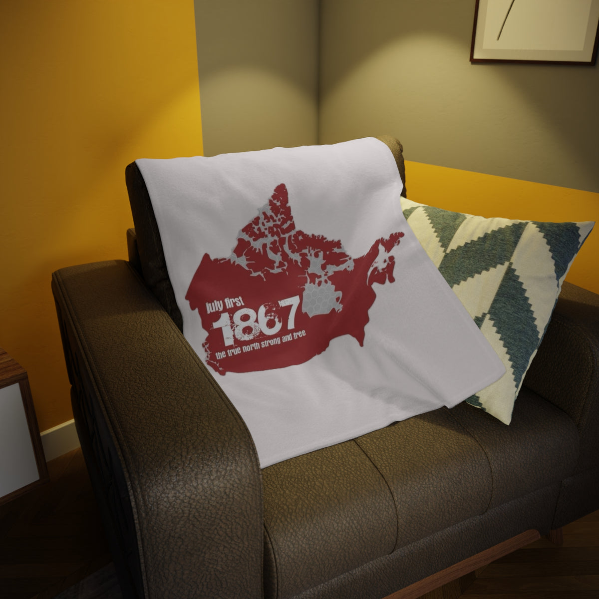 Canada Map Plush Fleece Blanket – 'July First 1867' Confederation Design