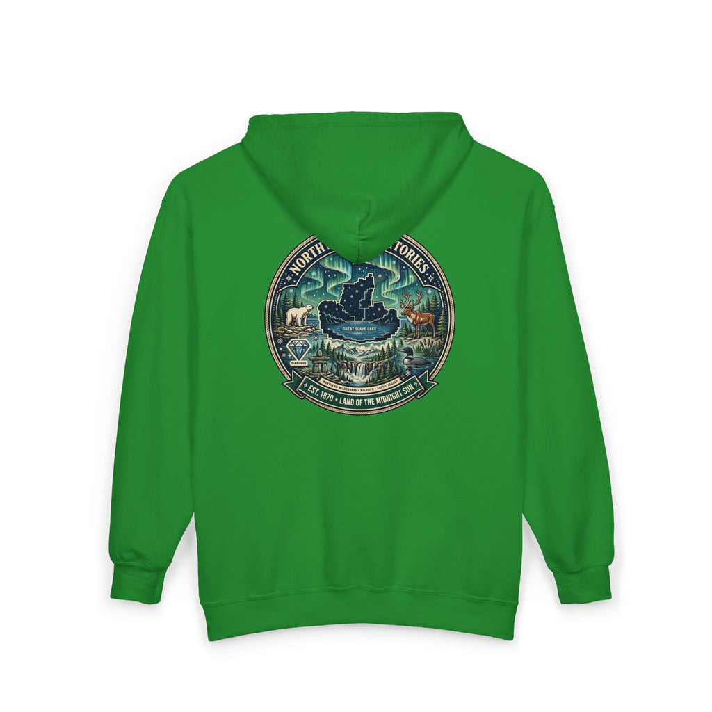 Northwest Territories Scenic Hoodie — Aurora, Moose and Wilderness Badge