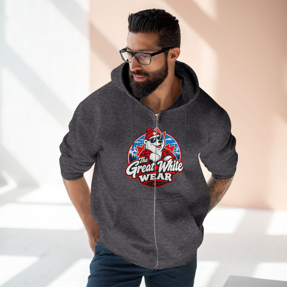 Great White Wear Polar Bear Mens Graphic Hoodie