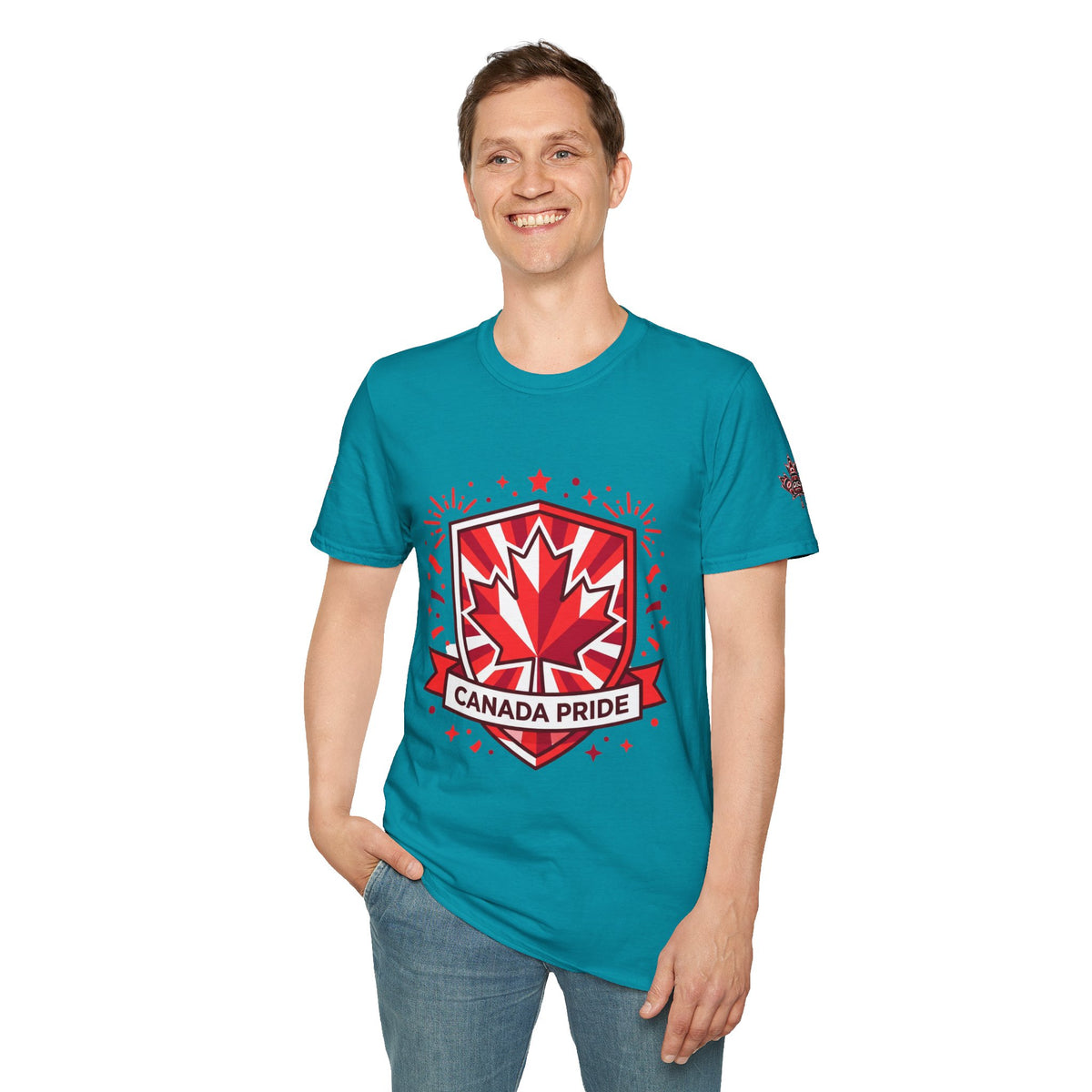 Mens Canada Pride T-Shirt — Red Maple Shield Design