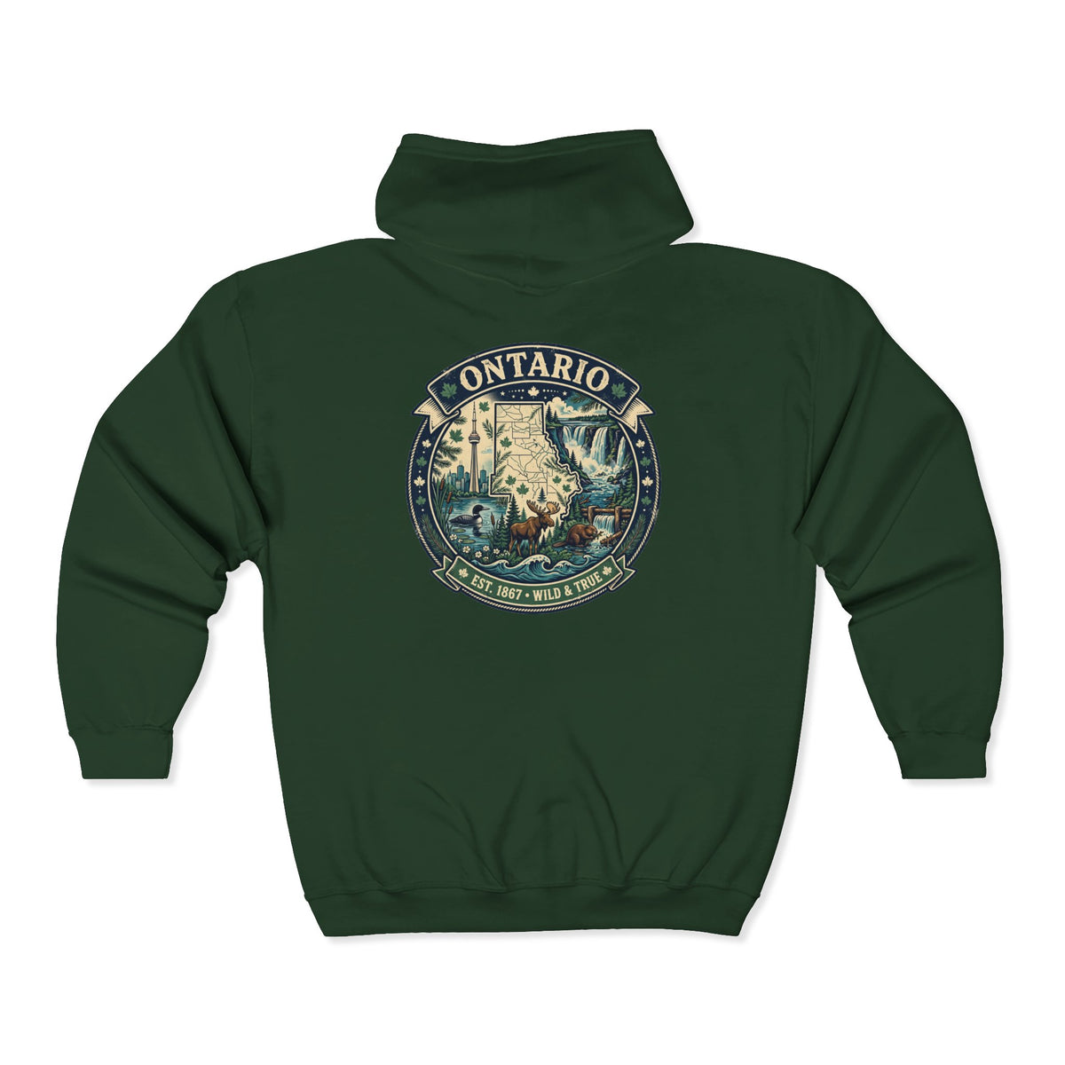 Ontario Vintage Adventure Hoodies — Great Lakes Camping and Wildlife Design