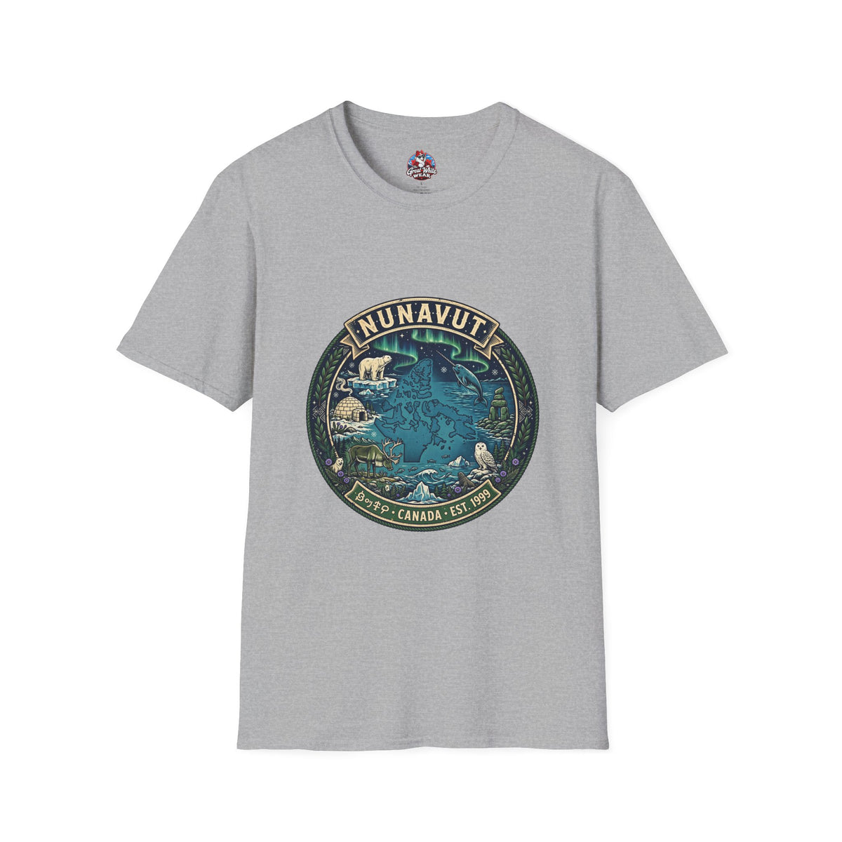 Nunavut Patch T-Shirt — Arctic Wildlife and Map Graphic Tee