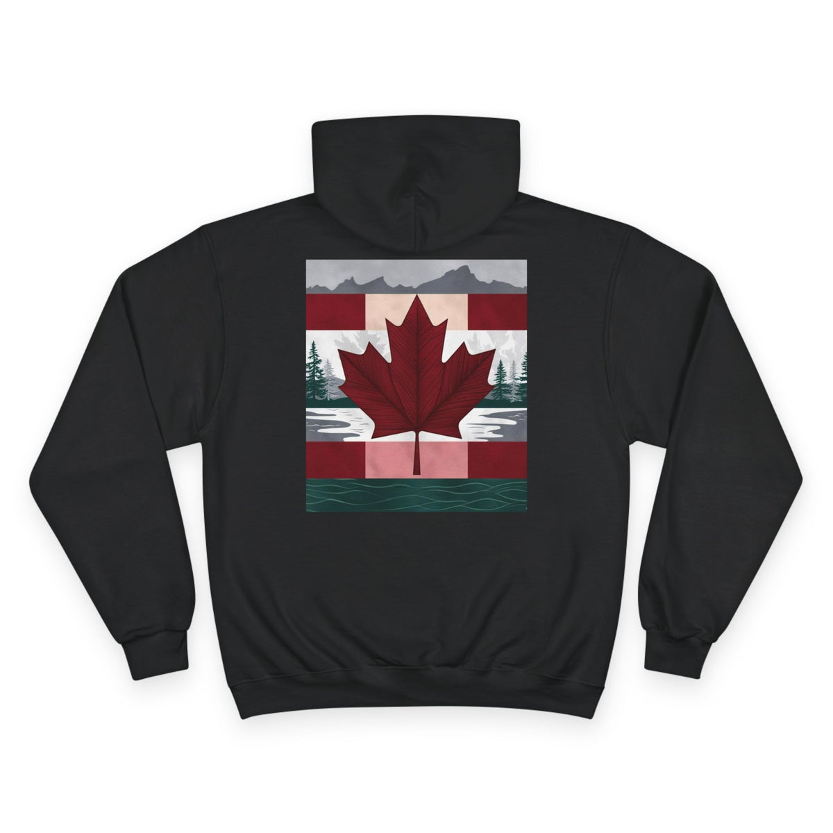 Canadian Maple Hoodie — Vintage Mountain & Lake Graphic