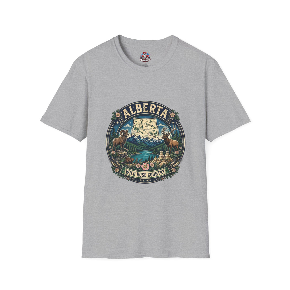 Alberta Vintage Nature T-Shirt — Wild Rose Country Scenic Tee