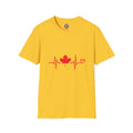 Canada Heartbeat T-Shirt — Red Maple Leaf ECG Design