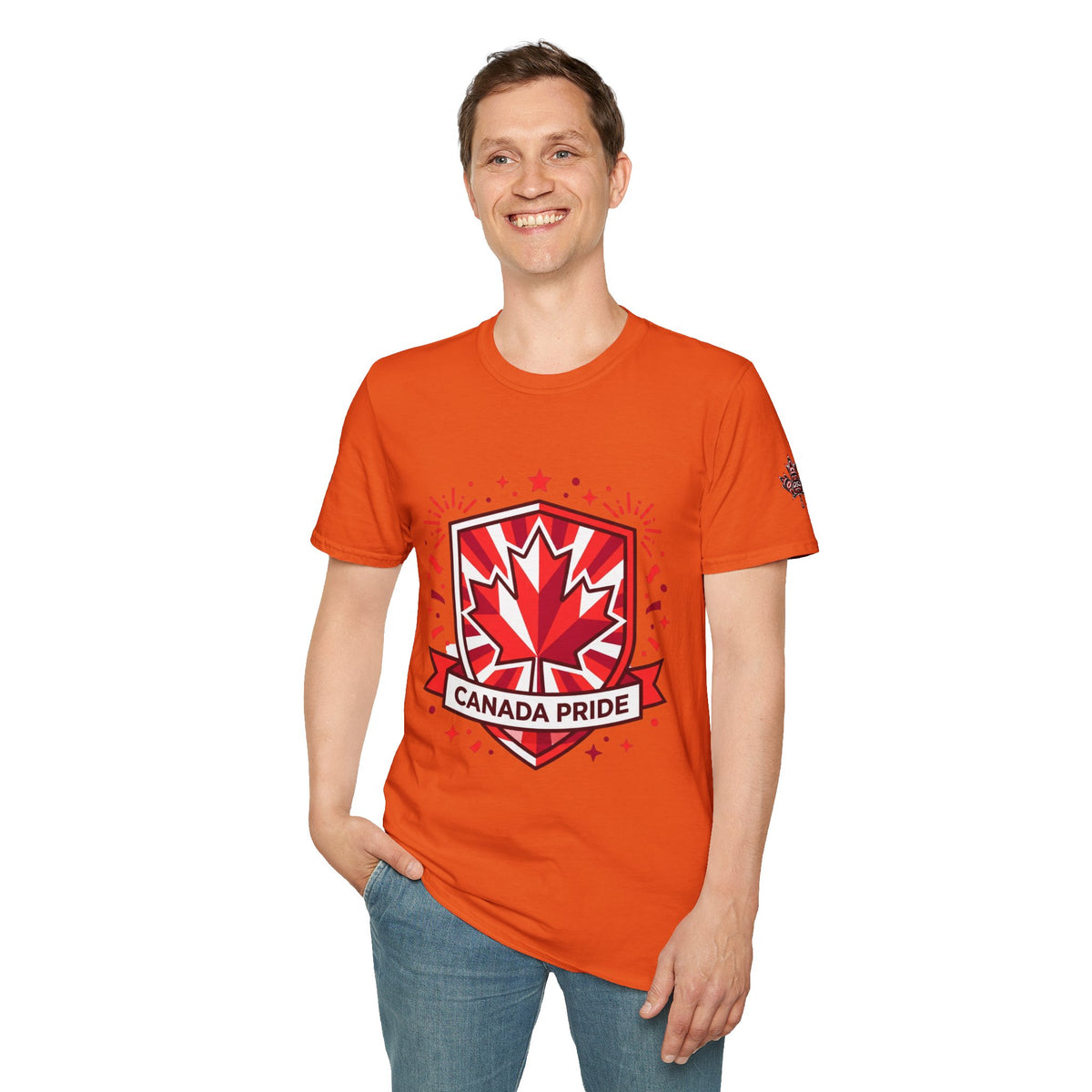 Mens Canada Pride T-Shirt — Red Maple Shield Design