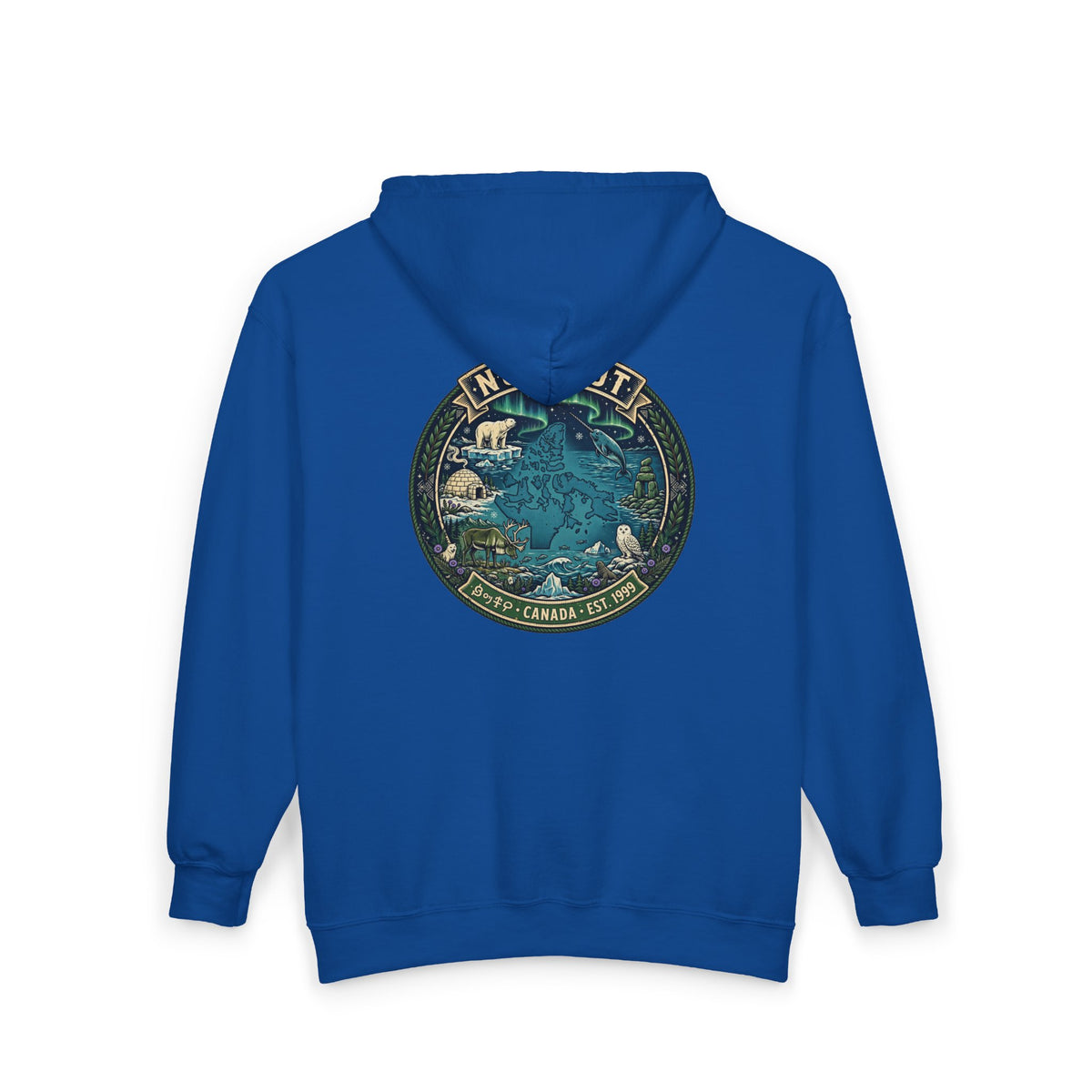 Nunavut Patch Hoodie — Arctic Wildlife and Map Graphic Hoodie