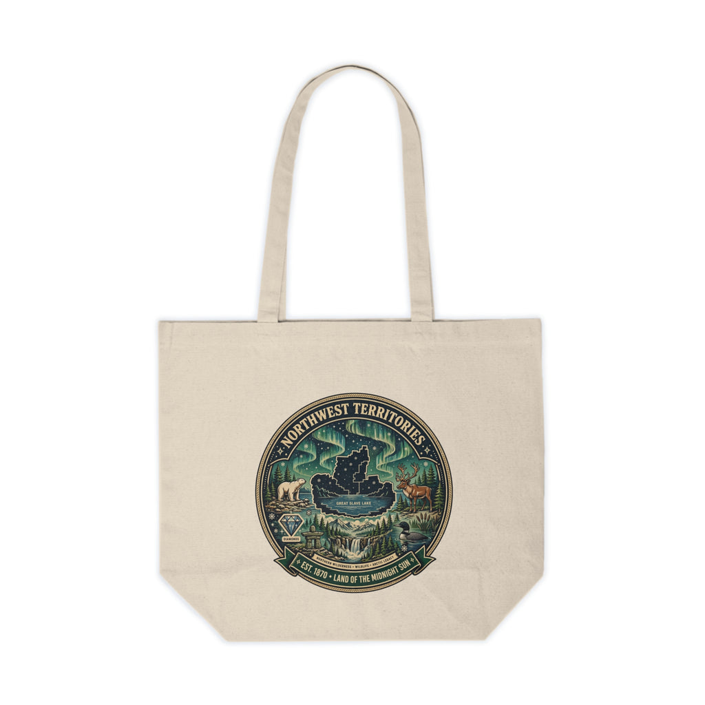 Northwest Territories Tote Bag — Northern Lights and Wildlife Canvas Shopping Tote