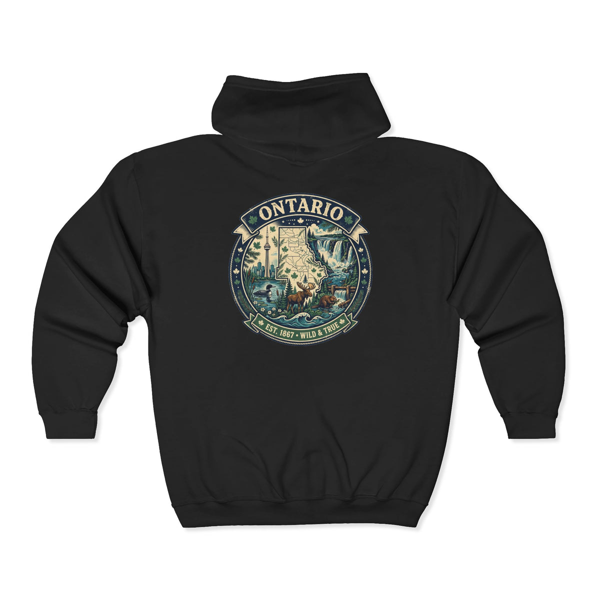 Ontario Vintage Adventure Hoodies — Great Lakes Camping and Wildlife Design