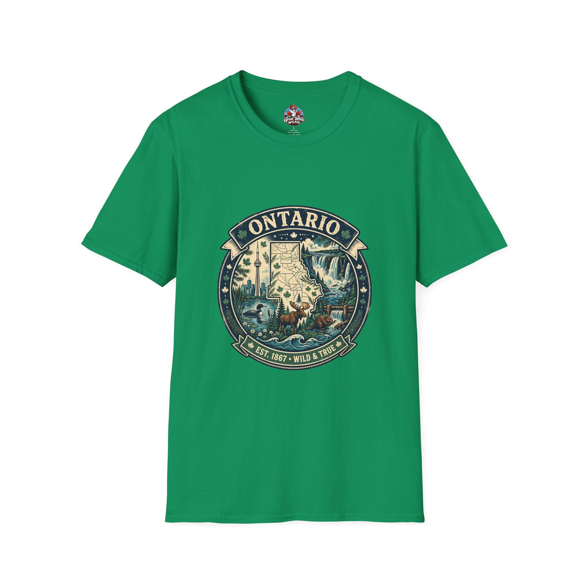 Ontario Vintage Adventure T-Shirt — Great Lakes Camping and Wildlife Design