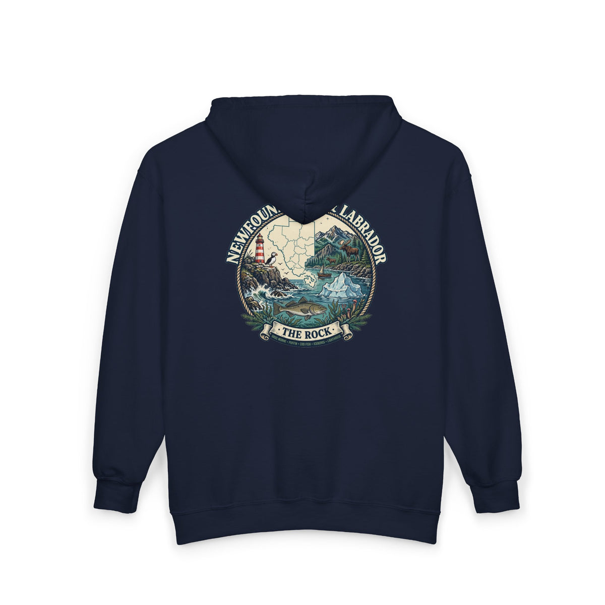 Newfoundland and Labrador 'The Rock' Graphic Hoodie — Coastal Lighthouse Travel Hoodie