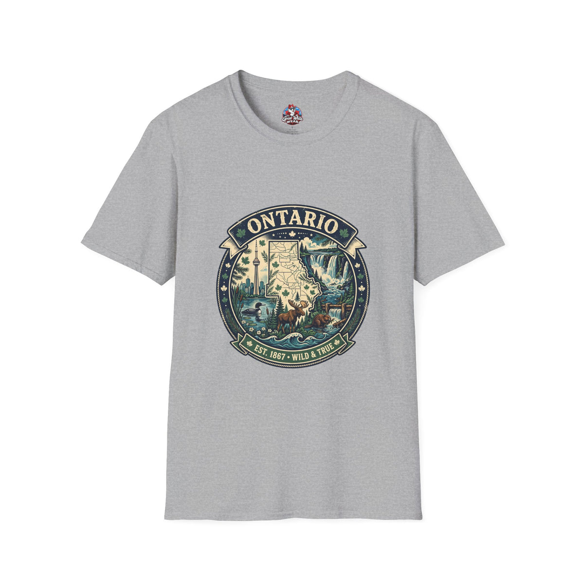 Ontario Vintage Adventure T-Shirt — Great Lakes Camping and Wildlife Design
