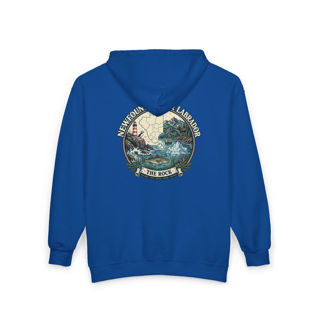 Newfoundland and Labrador 'The Rock' Graphic Hoodie — Coastal Lighthouse Travel Hoodie