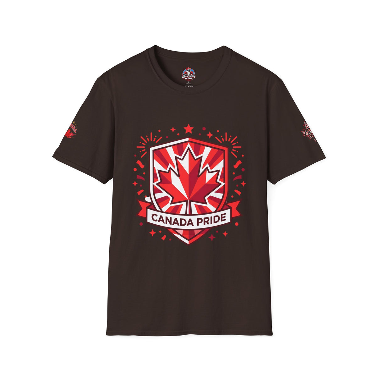 Mens Canada Pride T-Shirt — Red Maple Shield Design