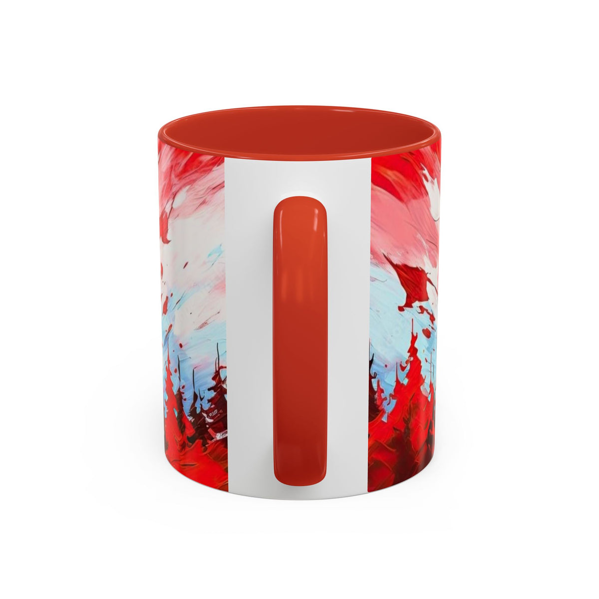 Canadian Maple Leaf Coffee Mug — Red Watercolor Canada Flag Accent Mug (11/15 oz)