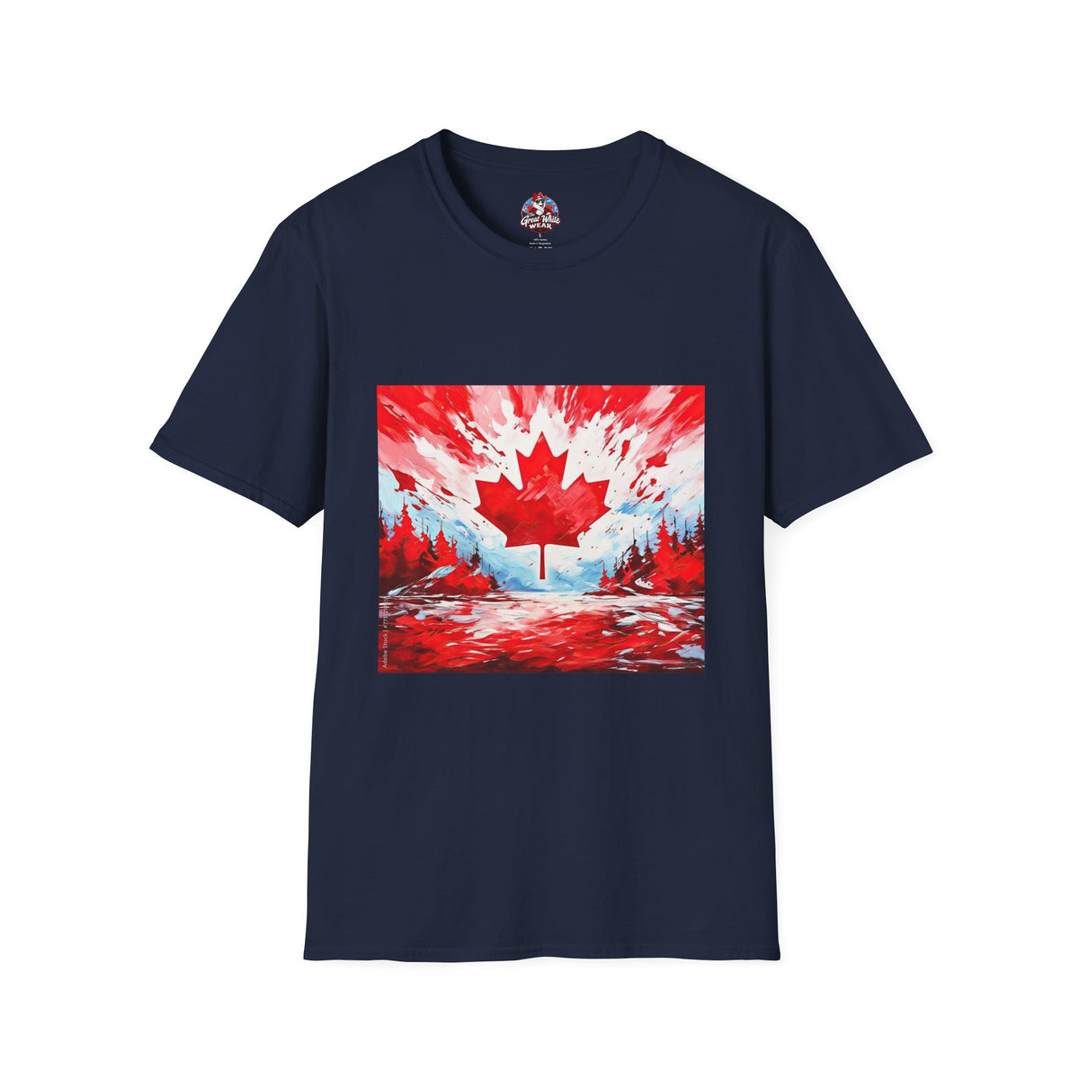 Womens Canadian Maple Leaf T-Shirt — Abstract Red & White Canada Flag Design