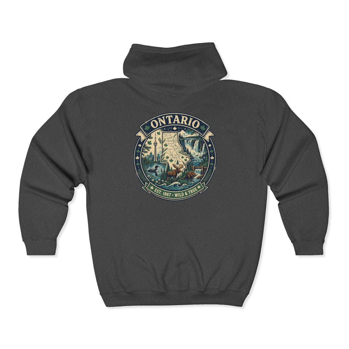 Ontario Vintage Adventure Hoodies — Great Lakes Camping and Wildlife Design