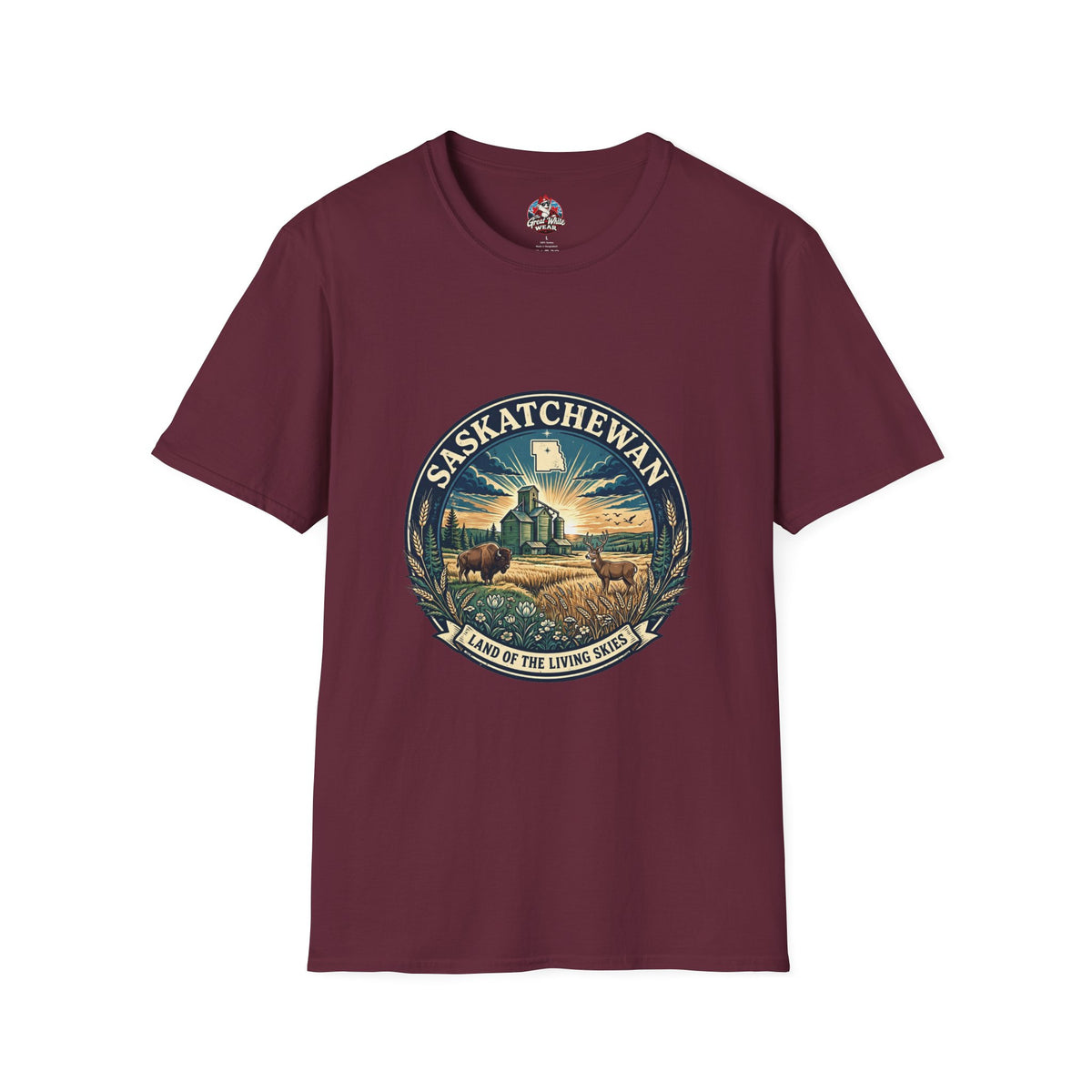 Saskatchewan Vintage Shield T-Shirt — Land of the Living Skies Graphic Tee