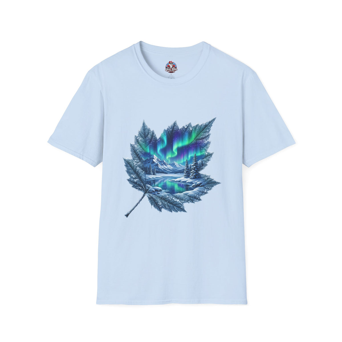 Womens Aurora Maple Leaf Tee — Northern Lights Nature T-Shirt