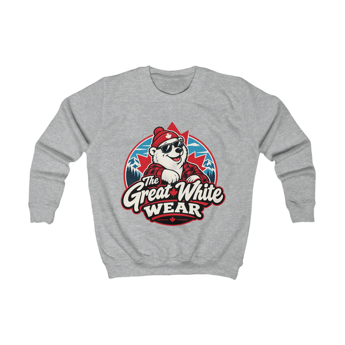Kids Sweatshirt — 'The Great White Wear' Polar Bear Graphic Pullover