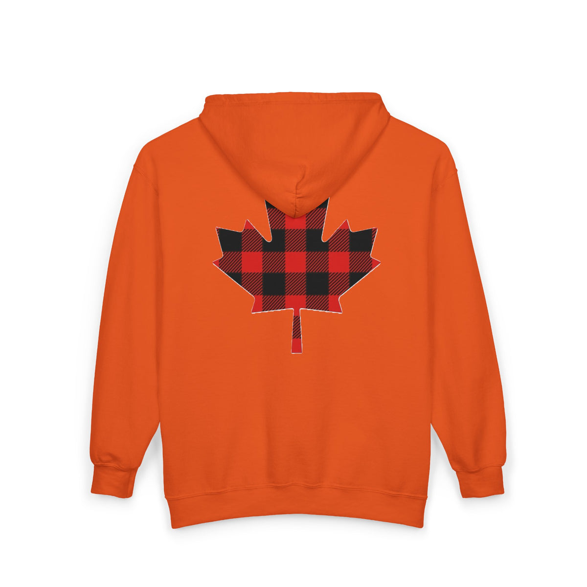 Plaid Maple Leaf Zip Hoodie — Canadian Lumberjack Back Graphic