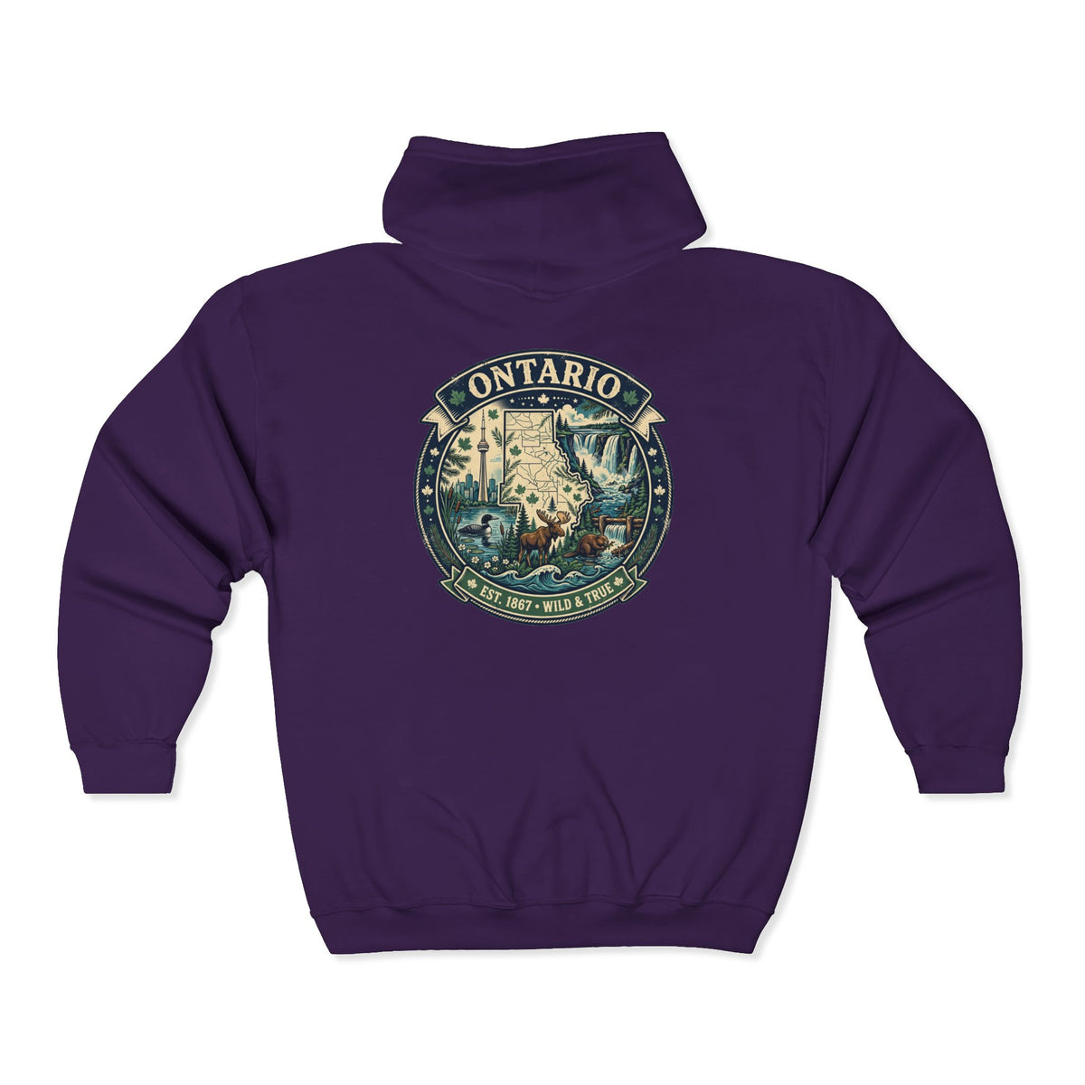 Ontario Vintage Adventure Hoodies — Great Lakes Camping and Wildlife Design