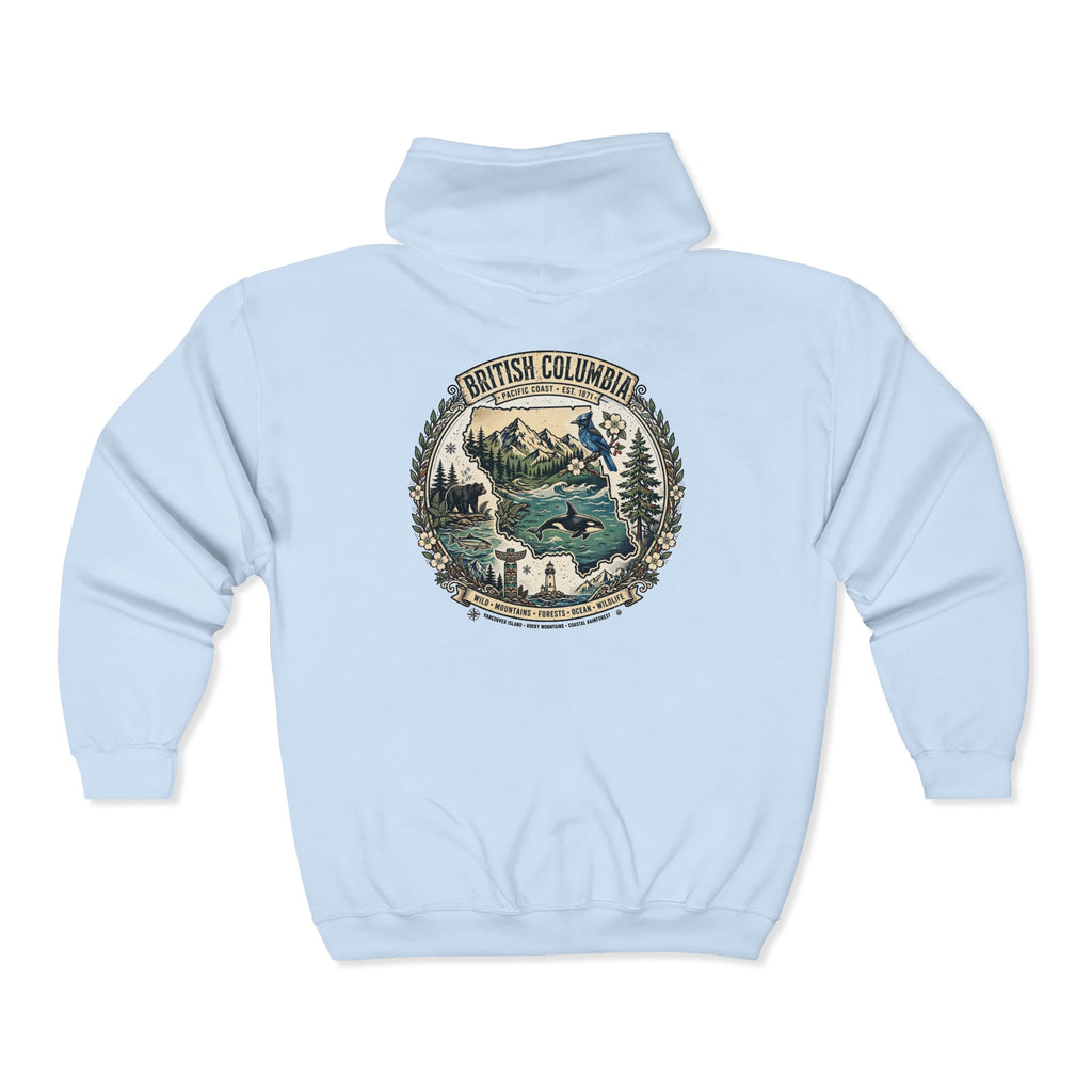 British Columbia Nature Hoodie — Scenic Mountains and Orca