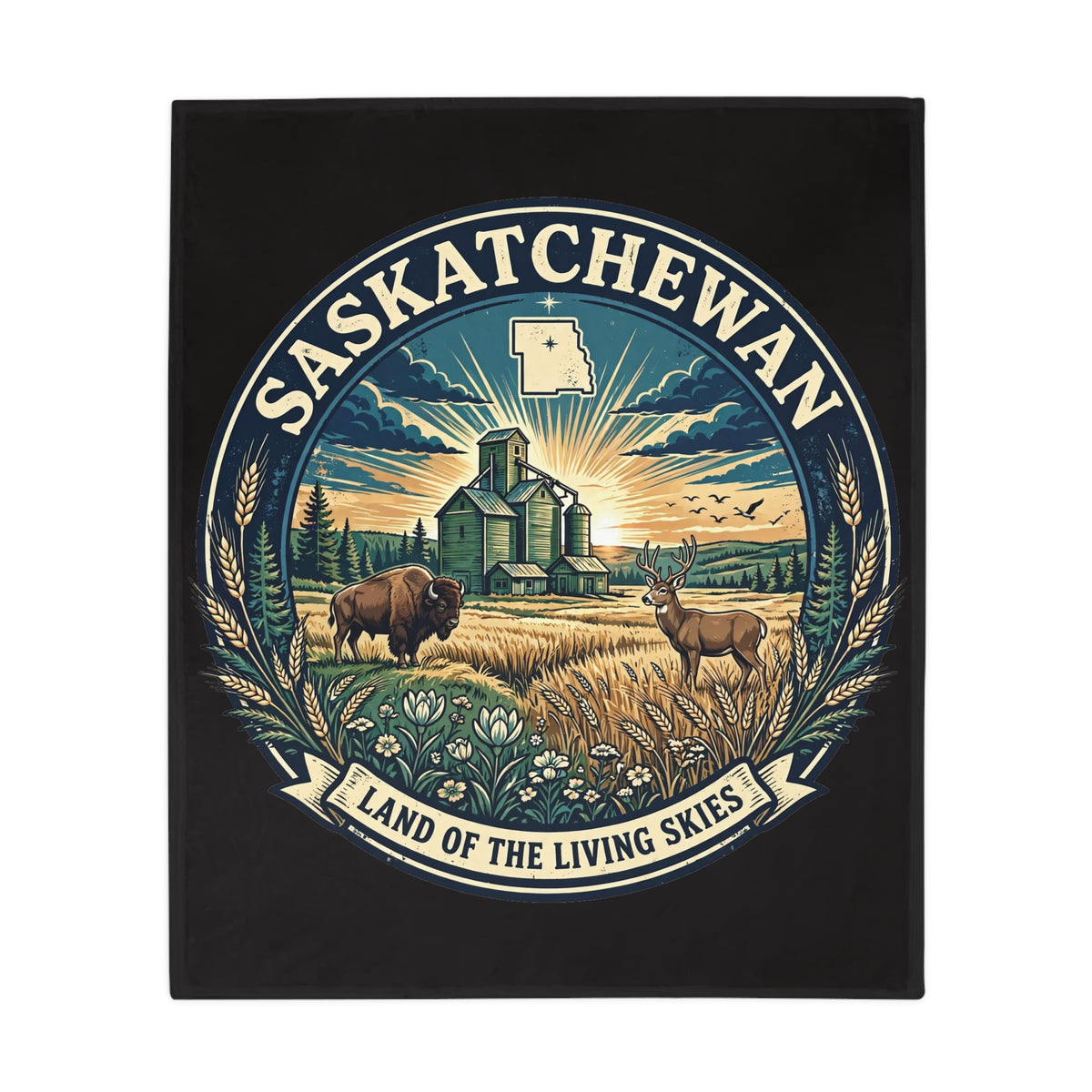 Saskatchewan 'Land of the Living Skies' Plush Fleece Blanket