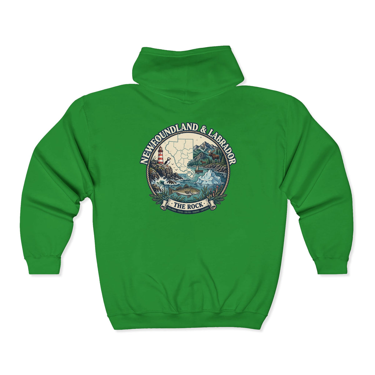 Newfoundland and Labrador 'The Rock' Graphic Hoodie — Coastal Lighthouse Travel Hoodie