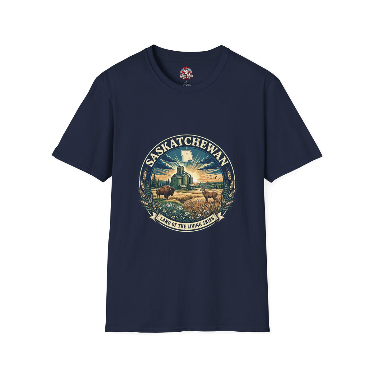 Saskatchewan Vintage Shield T-Shirt — Land of the Living Skies Graphic Tee