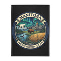 Manitoba Scenic Plush Fleece Blanket — Friendly Manitoba Est. 1870 Design