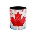 Canadian Maple Leaf Coffee Mug — Red Watercolor Canada Flag Accent Mug (11/15 oz)