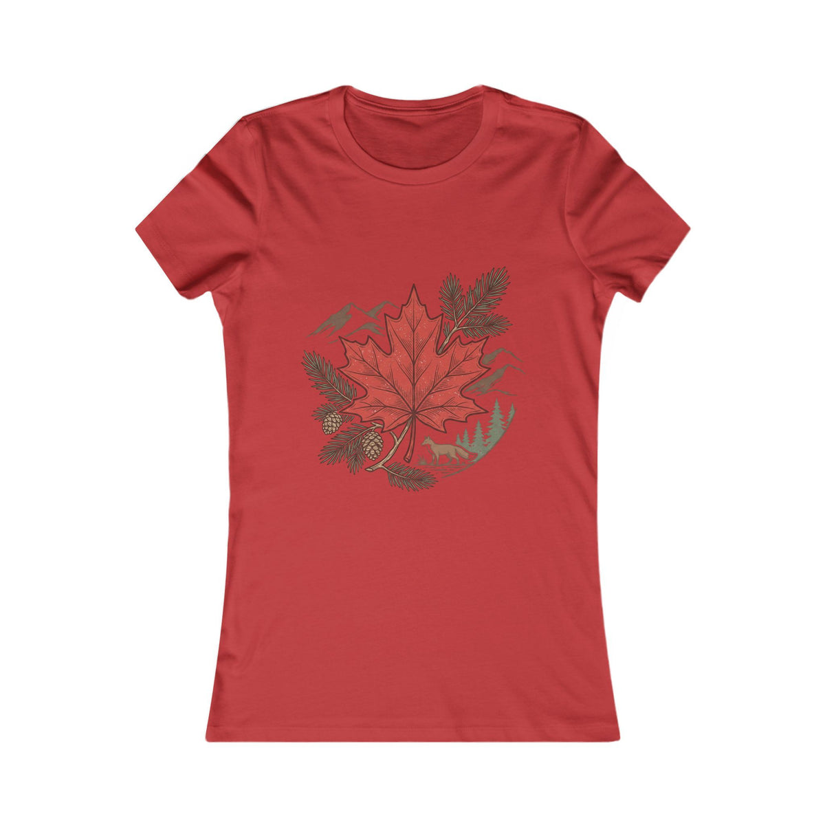 Women's Maple Leaf Nature Tee — Red Leaf Mountain Graphic Shirt