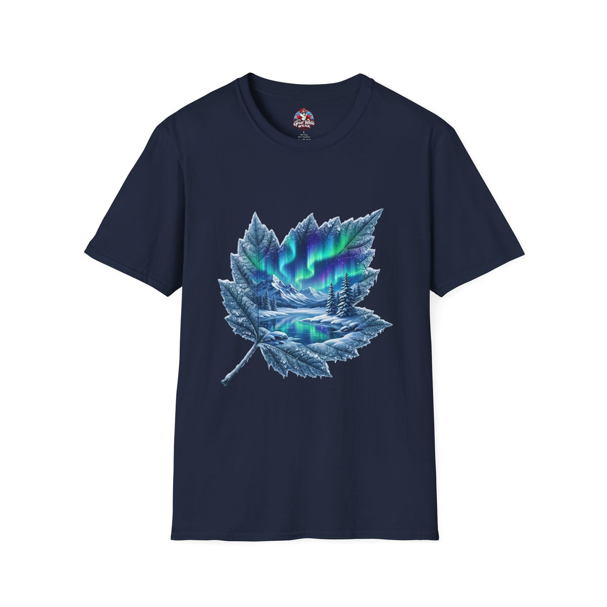 Womens Aurora Maple Leaf Tee — Northern Lights Nature T-Shirt