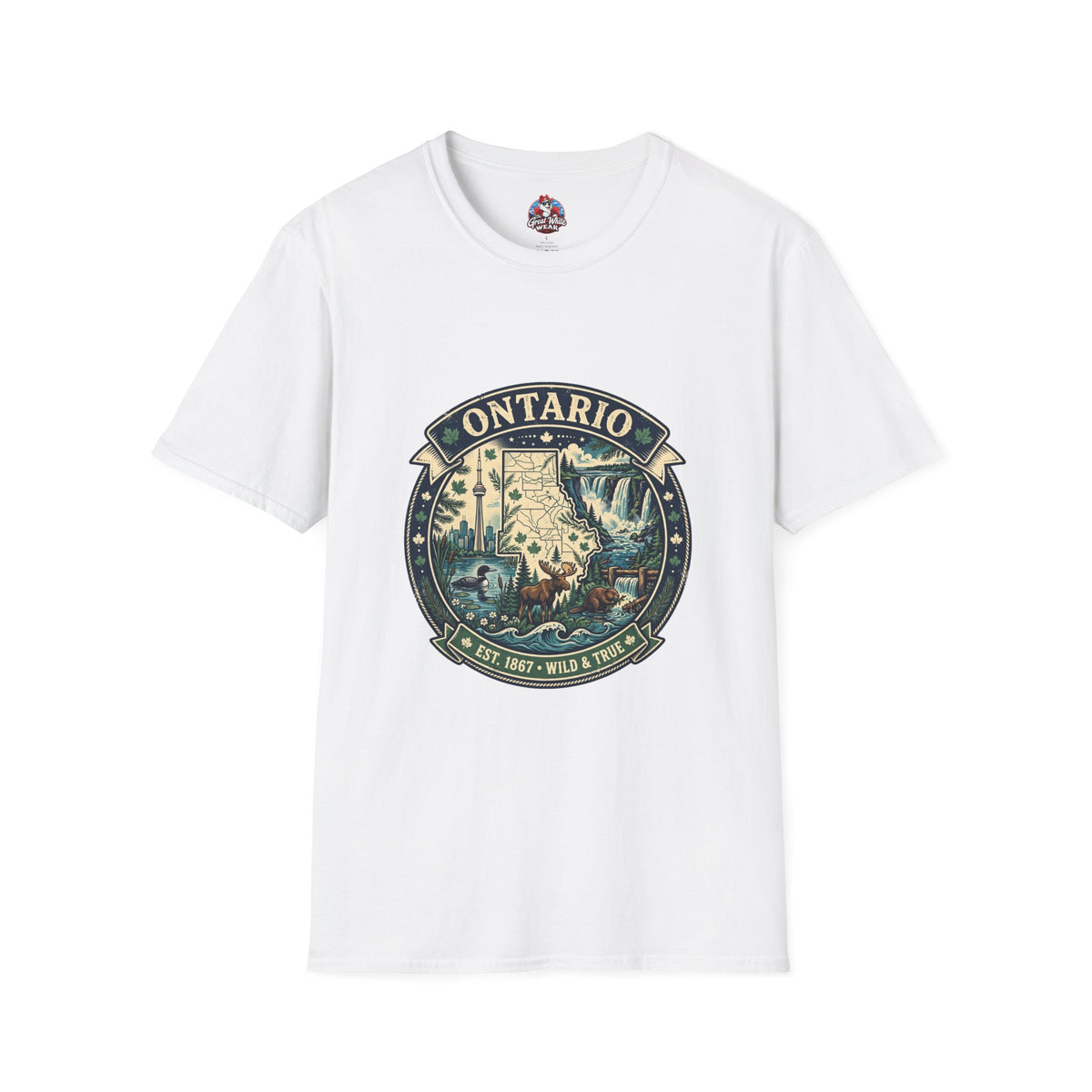 Ontario Vintage Adventure T-Shirt — Great Lakes Camping and Wildlife Design