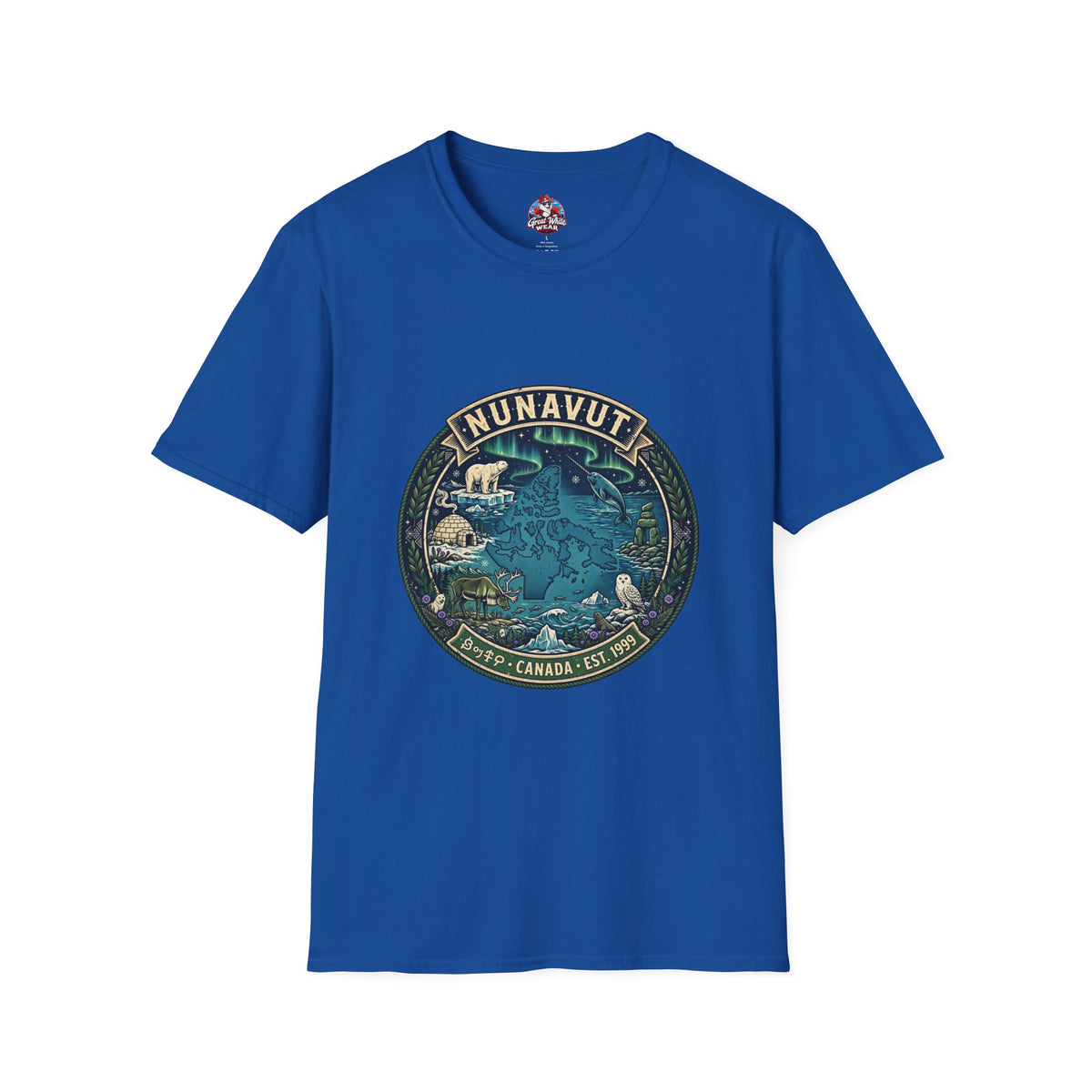 Nunavut Patch T-Shirt — Arctic Wildlife and Map Graphic Tee