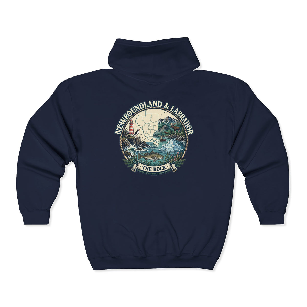Newfoundland and Labrador 'The Rock' Graphic Hoodie — Coastal Lighthouse Travel Hoodie